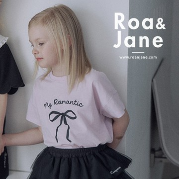 韓國專櫃 RoanJane 紫底黑蝴蝶結短袖上衣