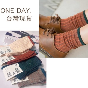 ONEDAY+〖台灣現貨〗秋冬保暖 森系慵懶 點子紗 可愛花邊 羊毛襪 中筒襪 女襪 襪子