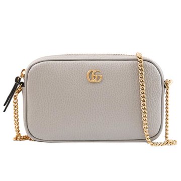 GUCCI 772759 GG Marmont 18.5cm 迷你斜背鏈包/晚宴包.灰