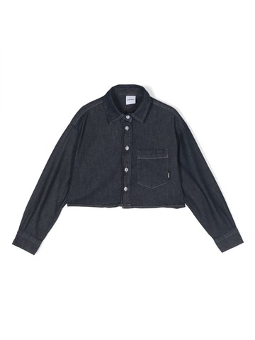 Aspesi Kids - buttoned denim cropped shirt - kids - Cotton/Spandex/Elastane - 16 yrs - Blue