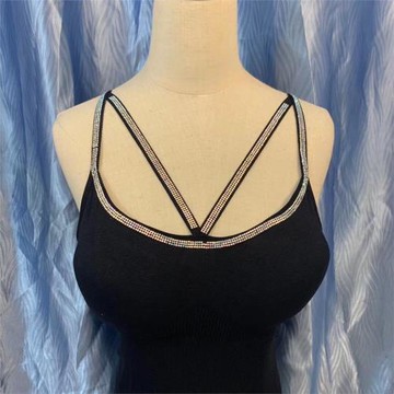 帶水鉆吊帶背心女外穿網紅美背內衣帶胸墊聚攏性感內搭打底彈力