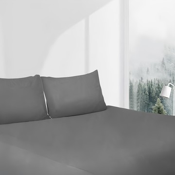 小雄媽 3M吸濕排汗防水床罩床包枕套組 100%純棉 鐵灰色 台灣製  186 x 180cm