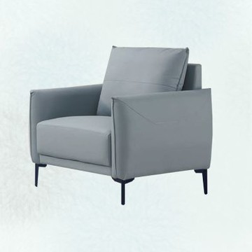 文創集 比利灰色貓抓皮革單人座沙發椅-83x77x80cm免組