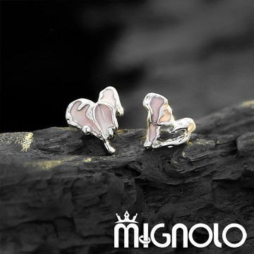 原創®️MIGNOLO👉熔岩粉愛心耳釘 簡約耳釘 冷淡風耳環 高質感耳環  設計 百搭