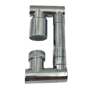 可伸縮機械萬向旋轉水龍頭(雙出) - 矽膠 不鏽鋼  18.5~23.5cm  1組