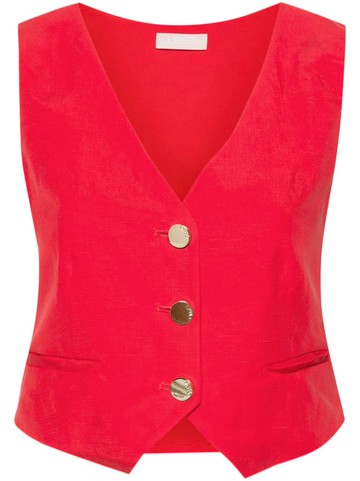 LIU JO - button-up cropped waistcoat - women - Lyocell/Linen/Flax/Polyester - 40 - Red