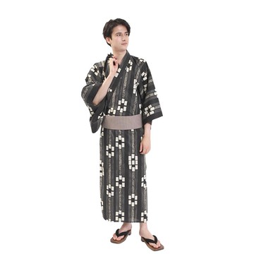 日本 和服 男士 綿 浴衣 腰封 2 件 套組  S M L Z32-02B