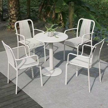 戶外桌椅庭院設計師露天花園室外咖啡廳露臺別墅陽臺全鋁休閑桌椅[DD050209]