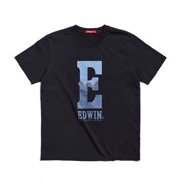 EDWIN｜男裝｜雙色拼接E字短袖T恤