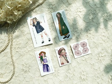 可愛童趣女孩與花朵，共 20 張貼紙組合包