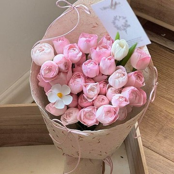 ❀【花中世界】❀溫柔粉玫瑰洋牡丹仿真花束精緻成品情人節生日閨蜜送禮氛圍感裝飾