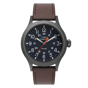 【TIMEX】天美時 Expedition Scout 40毫米 皮錶帶腕錶(藍x棕 TXTW2Y63100)