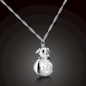 925純銀錢袋鎖骨項鏈復古設計感小眾項鏈女招財福袋吊墜生日禮物