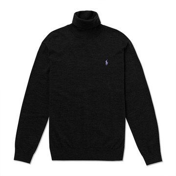 Polo Ralph Lauren RL 熱銷刺繡小馬高領棉質毛衣-黑色