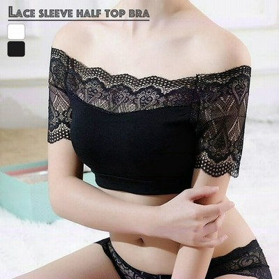 レース袖付 ハーフトップブラ カップ付インナー オフショルダー カップ付 ノンワイヤー ハーフトップ ブラ ブラジャー レディースインナー レディース 通販 Lineポイント最大get Lineショッピング