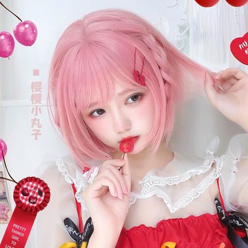 免運🔮假髮女COS網紅日常軟妹Lolita粉短髮學生少女可愛萌妹jk全頭套式假髮 頭頂補髮片 蓬鬆仿真髮 增髮量 整頂