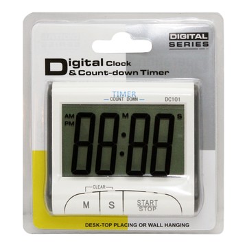 廚房大螢幕電子計時器 12/24H切換 磁鐵吸附  白色  1個