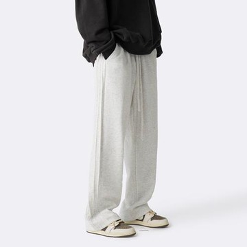 褲子男款2024新款春秋直筒休閑長褲垂感高級感拖地褲男士寬松衛褲