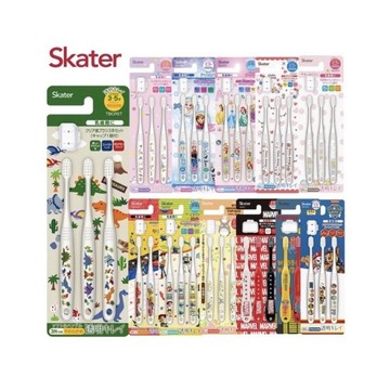 現貨e發票_ 總代理公司貨 日本 Skater 兒童牙刷 附蓋 0～3歲 3~5歲 6～12歲 一組三支 【Q寶寶】