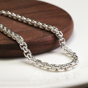 ART64 純銀28吋 寬版威尼斯項鍊 圓潤版 方盒鍊(3.9mm寬) 925純銀項鍊 搭配鍊 純銀鍊 男生項鍊