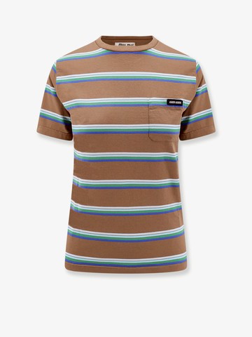 Cotton jersey striped T-shirt - MIU MIU - gender_Woman