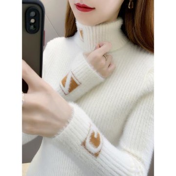 2025年新款秋冬爆款加厚毛衣女高領水貂絨內搭時尚洋氣顯瘦打底衫