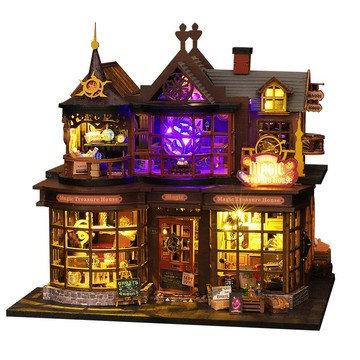台中現貨【創彩】魔法寶藏屋附防塵罩 袖珍屋  DIY手作 迷你屋   DIY小屋 聖誕節禮物 交換禮 Diy小屋首選