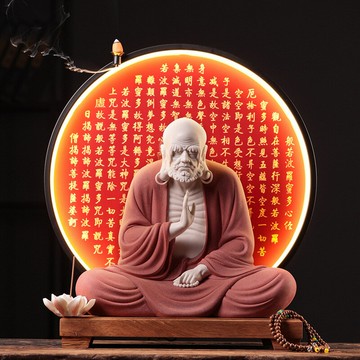 佛像 宗教擺件 家居擺件陶瓷禪意燈大擺件達摩祖師家居飾品工藝品客廳桌面辦公室裝飾禮品