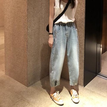 大碼蘿卜褲春裝新款2025女裝胖妹妹牛仔闊腿直筒女褲子寬松顯瘦潮