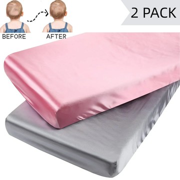 嬰兒模擬絲床包2件套柔滑透氣床包防打結護髮床包適用小型嬰兒床