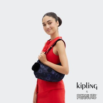 KIPLING X PEANUTS 雙拉鍊實用肩背包-NIKKI