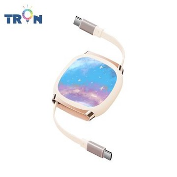 TRON 100W Type-C 伸縮快充線 1M 奶茶色 銀河系 4檔長度調整 可充筆電 適用i15以上手機 平板