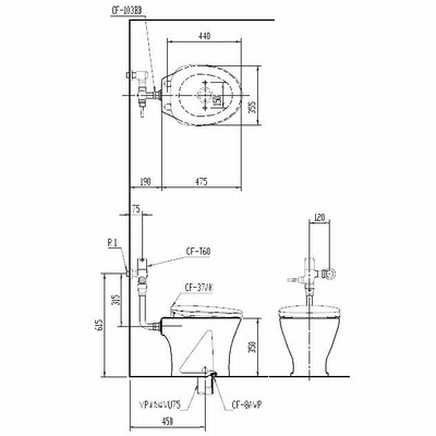 LIXIL・INAX フラッシュバルブ式洋風便器 C-P13S+CF-T60セット | LINE