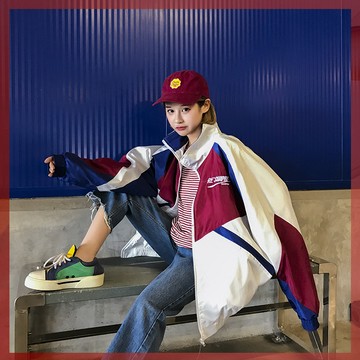 👑質量保證 滿額免運👑嘻哈外套女春鞦季韓版學生情侶bf原宿寬鬆2022新款棒球服薄大碼潮🎉品質保證 🎉 6D-9