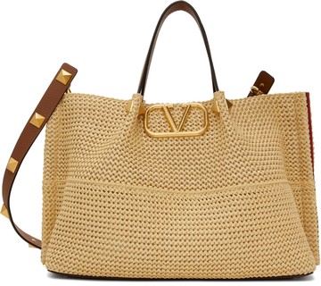 Valentino Garavani 驼色中号 Straw Summer 托特包