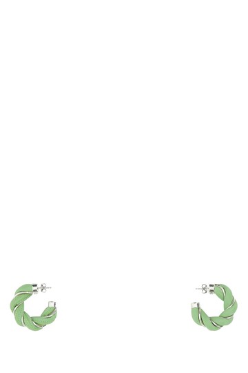 Bottega Veneta Pastel Green Nappa Leather And 925 Silver Earrings
