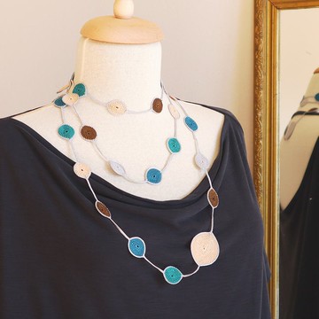 蕾絲編織 180cm 項鍊【糖果】霧霾藍