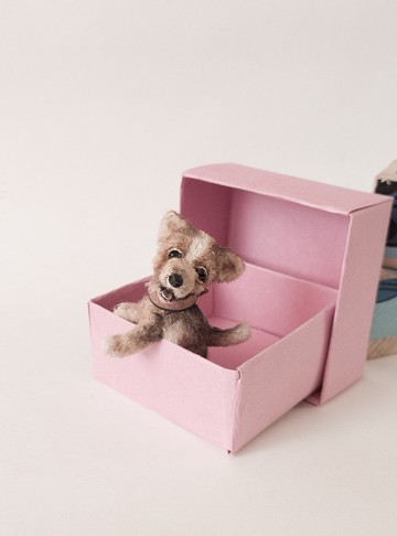 泰迪小狗amigurumi可爱玩具的微型针织收藏小雕像