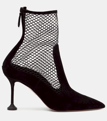 Aquazzura Dawn 85 suede and mesh ankle boots