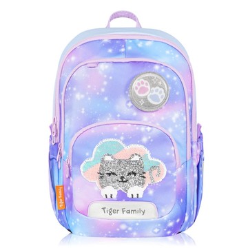 捷樂系列 超輕量 可折疊 護脊書包-雲朵小貓(亮片款) 多隔層