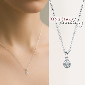 King Star 水滴 鉑金台 天然鑽石項墜(20分視覺效果)