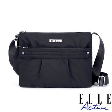【ELLE Active】知性優雅系列-多夾層側背包/斜背包-小-黑色