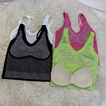 新款網紅重工爆款V領美背吊帶內搭外穿修身打底衫無袖女士背心