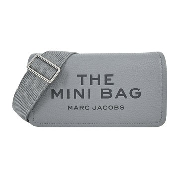 [平輸版] 【MARC JACOBS】 THE LEATHER 荔枝紋翻蓋斜背包(迷你/灰)真品平輸