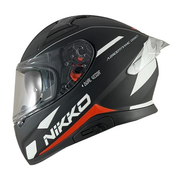 NIKKO 安全帽 N-812 N812 #1進化觸發者 消光黑/白橘 內墨鏡 耳機槽設計 全拆洗 全罩