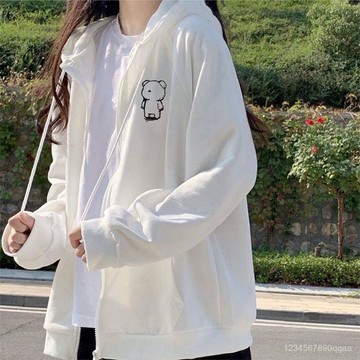 春秋外套女 韓版寬鬆上衣 連帽開衫女 慵懶風上衣 衛衣外套 長袖女 拉鏈開衫 休閒外套女