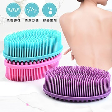 衛浴生活小幫手▲創意多功能矽膠洗澡搓背按摩雙面軟毛刷
