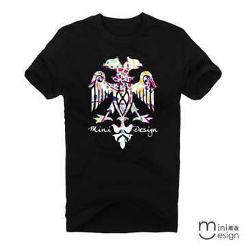 Minidesign-繁花雙鷹圖騰潮流設計短T 五色