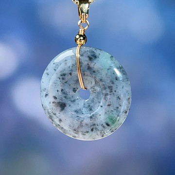 【願‧平安】飄烏雞平安扣吊飾14K包金 | 天然緬甸翡翠A貨 | 送禮