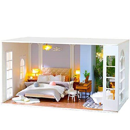 Roroom DIY Miniature and Furniture Dollhouse Kit,Mini 3D Wooden Doll House  Craft Model with LED,Creative Room Idea for Valentine's Day Birthday